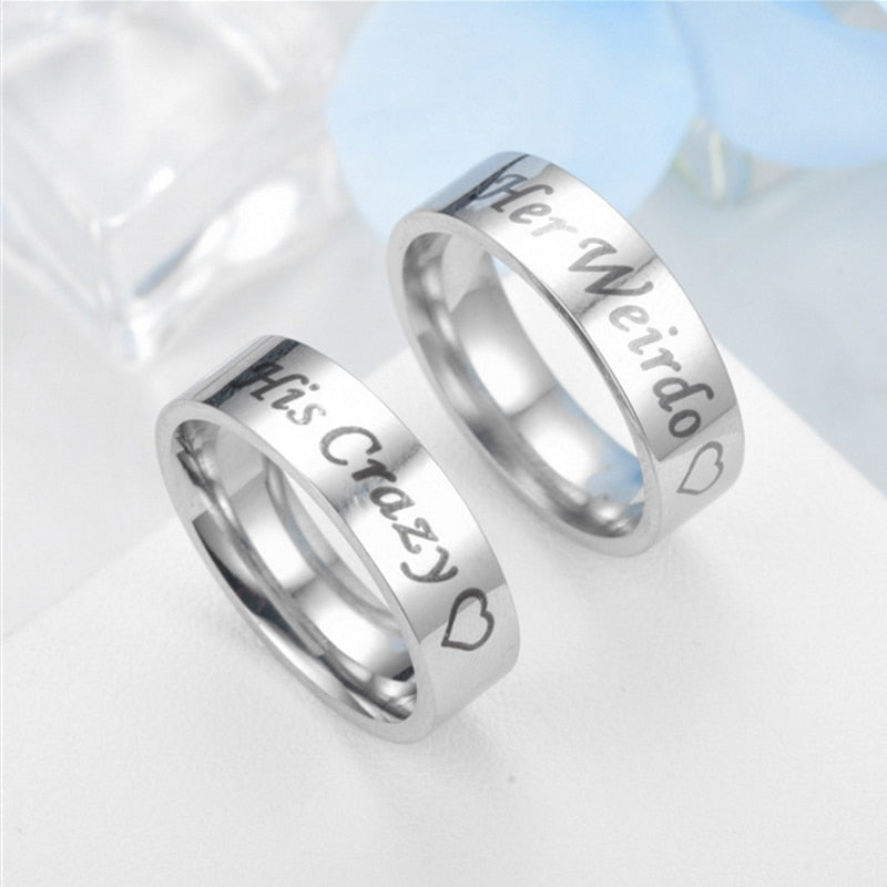 His Crazy Her Weirdo Fashion engagement ring Wedding Ring